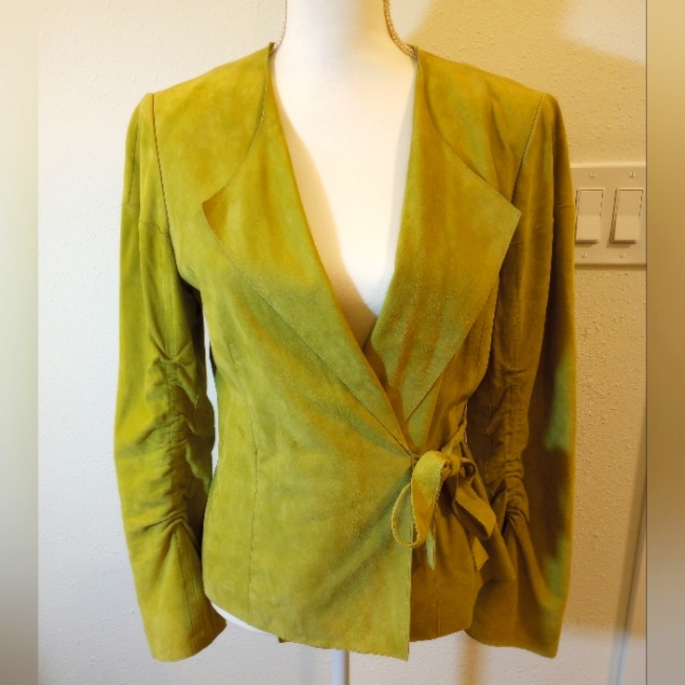 Jones NY Chartreuse Suede Blazer, Sz S